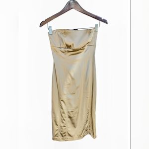 Bebe Satin Body-Con Spandex Slim Sexy Tube Dress in Tea Color from 2000's